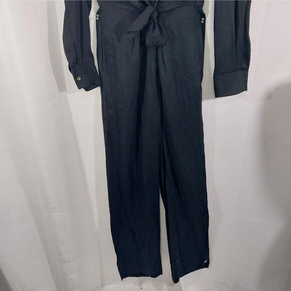 LOFT! RICH BLACK ONE PIECE BUTTON FRONT, BELTED JUMPSUIT, ONESIE, ROMPER! SZ 0 - Picture 5 of 11